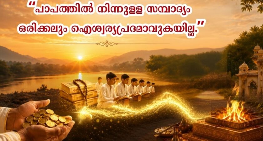 “പാപത്തിൽ നിന്നുള്ള സമ്പാദ്യം ഒരിക്കലും ഐശ്വര്യപ്രദമാവുകയില്ല.”